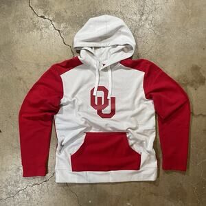 Oklahoma Sooners Men's White Colorblock Pullover Hoodie Size M